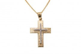 Σταυρός Με Αλυσίδα Γυναικείος Χρυσός 14 Καράτια Με Ζιργκόν oro314