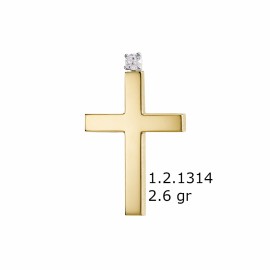 Σταυρός TRIANTOS Χρυσός 14 Καράτια,Πέτρα Ζιργκόν Με Αλυσίδα 1.2.1314