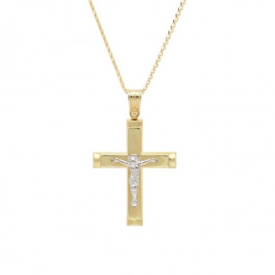 Σταυρός Ανδρικός Χρυσός 14 Καράτια Με Αλυσίδα oro793