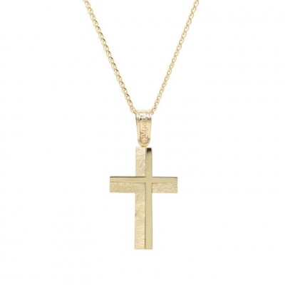 Σταυρός Ανδρικός Χρυσός 14 Καράτια Με Αλυσίδα oro794