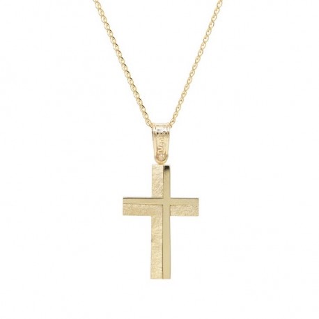 Σταυρός Ανδρικός Χρυσός 14 Καράτια Με Αλυσίδα oro794 