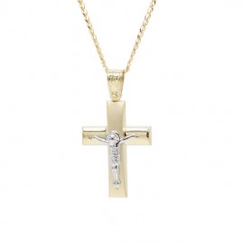 Σταυρός Ανδρικός Χρυσός Με Τον Εσταυρωμένο 14 Καράτια Με Αλυσίδα oro678
