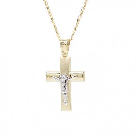 Σταυρός Ανδρικός Χρυσός Με Τον Εσταυρωμένο 14 Καράτια Με Αλυσίδα oro678 