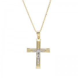 Σταυρός Ανδρικός Χρυσός 14 Καράτια Με Αλυσίδα oro652