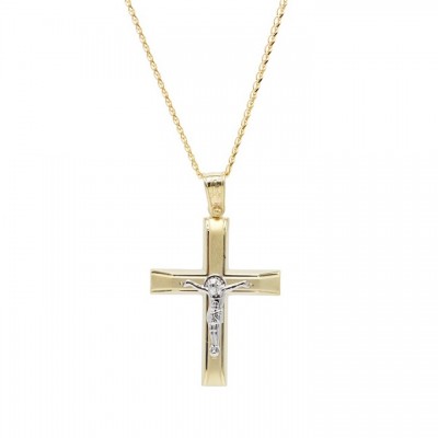 Σταυρός Ανδρικός Χρυσός 14 Καράτια Με Αλυσίδα oro652