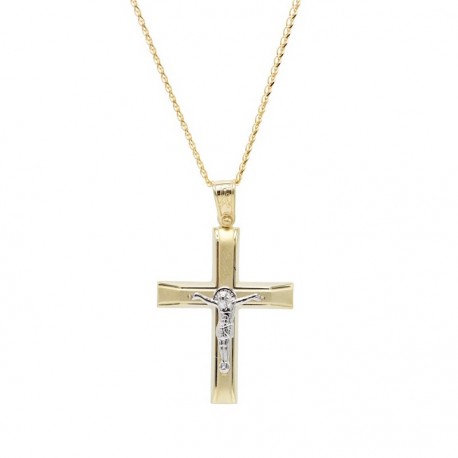 Σταυρός Ανδρικός Χρυσός 14 Καράτια Με Αλυσίδα oro652 