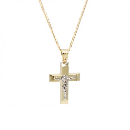 Σταυρός Ανδρικός Χρυσός 14 Καράτια Με Αλυσίδα oro653 