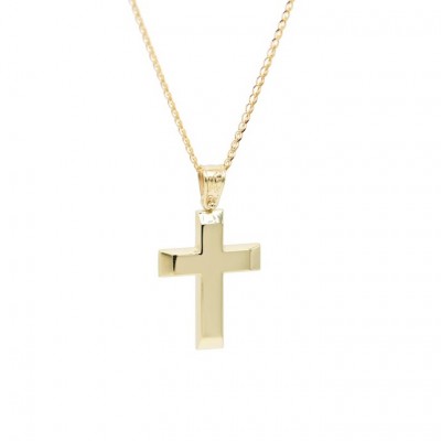 Σταυρός Ανδρικός Χρυσός 14 Καράτια Με Αλυσίδα oro654