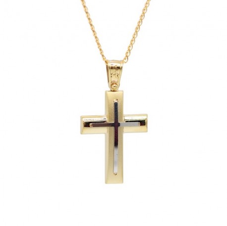 Σταυρός Ανδρικός Χρυσός 14 Καράτια Με Αλυσίδα oro655 