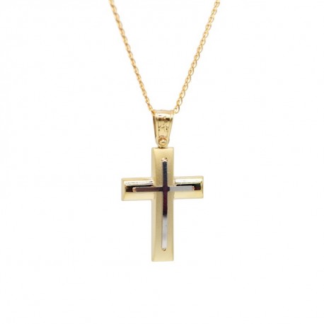 Σταυρός Ανδρικός Χρυσός 14 Καράτια Με Αλυσίδα oro655 