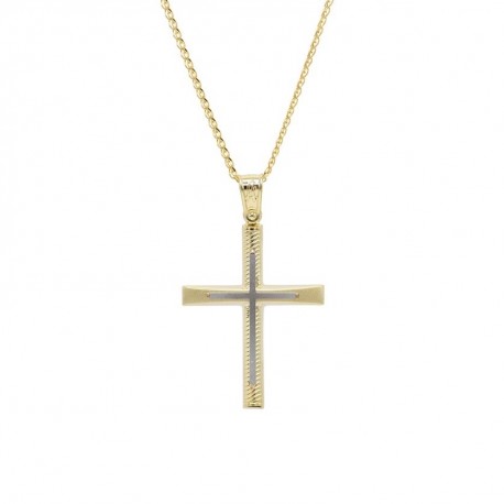 Σταυρός Ανδρικός Χρυσός 14 Καράτια Με Αλυσίδα oro680 