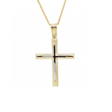 Σταυρός Ανδρικός Χρυσός 14 Καράτια Με Αλυσίδα oro682 
