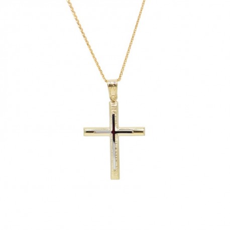 Σταυρός Ανδρικός Χρυσός 14 Καράτια Με Αλυσίδα oro682 