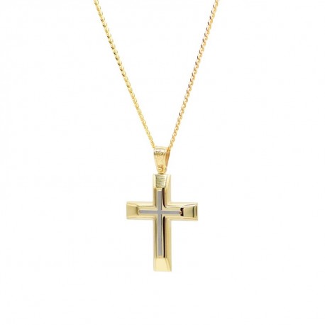 Σταυρός Ανδρικός Χρυσός 14 Καράτια Με Αλυσίδα oro667 