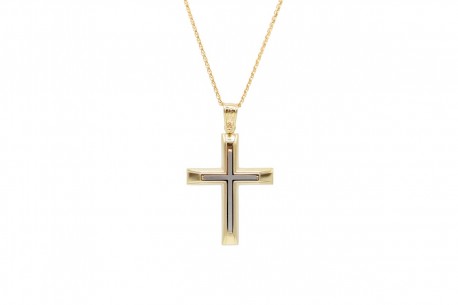 Σταυρός Ανδρικός Χρυσός 14 Καράτια Με Αλυσίδα oro661 