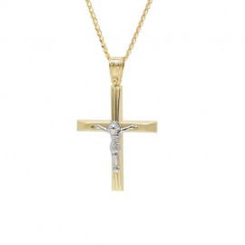 Σταυρός Ανδρικός Χρυσός Με Τον Εσταυρωμένο 14 Καράτια Με Αλυσίδα oro686