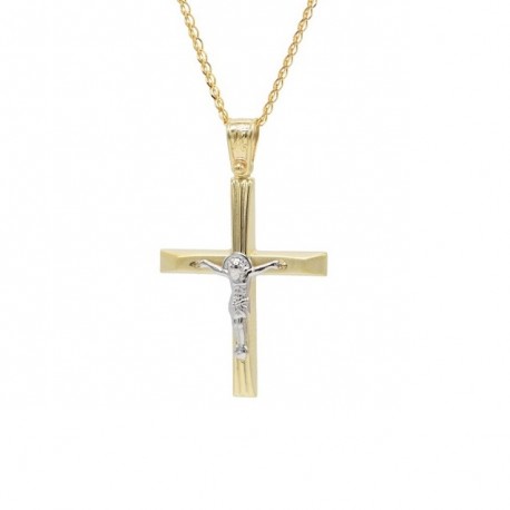 Σταυρός Ανδρικός Χρυσός Με Τον Εσταυρωμένο 14 Καράτια Με Αλυσίδα oro686 