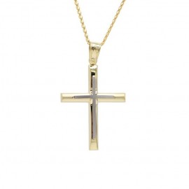 Σταυρός Ανδρικός Χρυσός 14 Καράτια Με Αλυσίδα oro688
