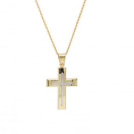 Σταυρός Ανδρικός Χρυσός 14 Καράτια Με Αλυσίδα oro663