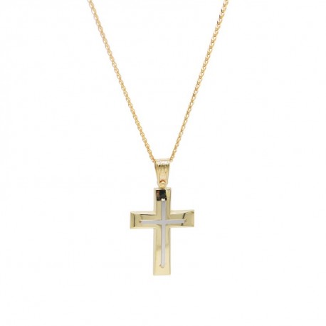 Σταυρός Ανδρικός Χρυσός 14 Καράτια Με Αλυσίδα oro663 