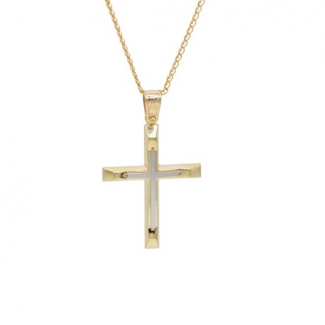 Σταυρός Ανδρικός Χρυσός 14 Καράτια Με Αλυσίδα oro664 