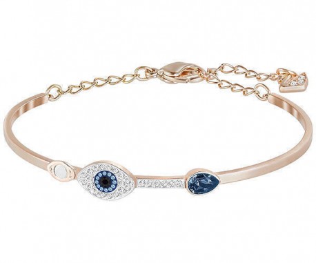 SWAROVSKI DUO EVIL EYE Βραχιόλι Επιπλατινωμένο-Ροζ Χρυσό Μάτι 5171991