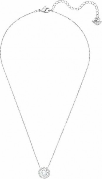 Swarovski Sparkling Dance Round Κολιέ Επιπλατινωμένο με Λευκά Κρύσταλλα 5286137