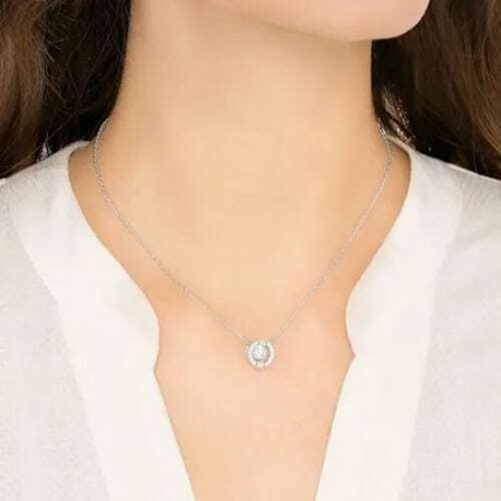 Swarovski Sparkling Dance Round Κολιέ Επιπλατινωμένο με Λευκά Κρύσταλλα 5286137