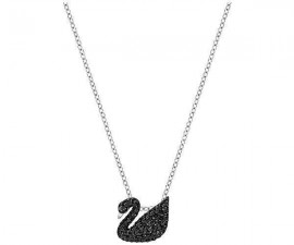 Swarovski Black Iconic Swan Κολιέ, Επιπλατινωμένο Με Μαύρα Κρύσταλλα 5347330