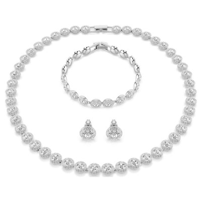 Swarovski Σετ Una Angelic Σετ (3), Στρογγυλή κοπή, Λευκό, Επιμετάλλωση ροδίου 5367853