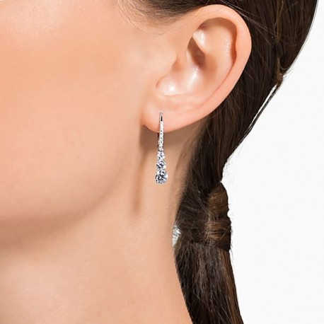 Swarovski Σκουλαρίκια Attract Trilogy, Λευκά, Επιμετάλλωση ροδίου 5416155 