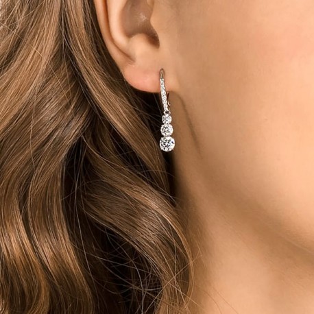 Swarovski Σκουλαρίκια Attract Trilogy, Λευκά, Επιμετάλλωση ροδίου 5416155 