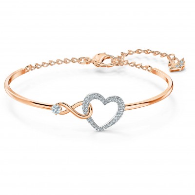 Swarovski Infinity Heart Bangle Βραχιόλι, Επιροδιωμένο-Ροζ Χρυσό Με Κρύσταλλα 5518869