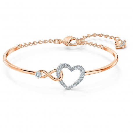 Swarovski Infinity Heart Bangle Βραχιόλι, Επιροδιωμένο-Ροζ Χρυσό Με Κρύσταλλα 5518869 