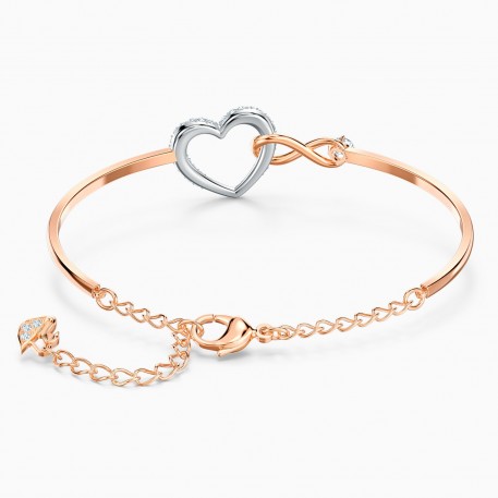 Swarovski Infinity Heart Bangle Βραχιόλι, Επιροδιωμένο-Ροζ Χρυσό Με Κρύσταλλα 5518869 