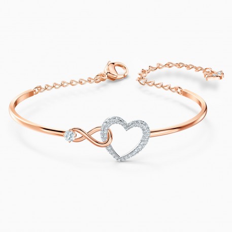 Swarovski Infinity Heart Bangle Βραχιόλι, Επιροδιωμένο-Ροζ Χρυσό Με Κρύσταλλα 5518869 