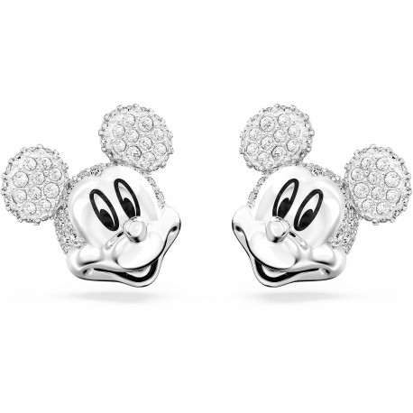 Swarovski Disney Mickey Mouse Σκουλαρίκια Λευκά, Επιμετάλλωση ροδίου 5668781 