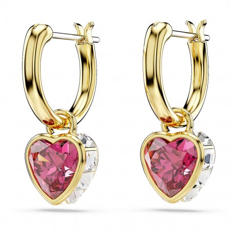 Swarovski Σκουλαρίκια-σταγόνα Chroma Καρδιά, Κόκκινοι, Επιμετάλλωση σε χρυσαφί τόνο 5684760 