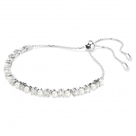 Swarovski Βραχιόλι Matrix Crystal pearl, Στρογγυλή κοπή, Λευκό, Επιμετάλλωση ροδίου 5689633 