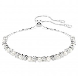 Swarovski Βραχιόλι Matrix Crystal pearl, Στρογγυλή κοπή, Λευκό, Επιμετάλλωση ροδίου 5689633