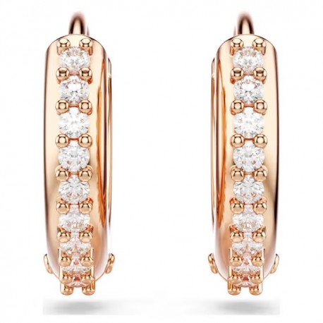 Swarovski Σκουλαρίκια Κρίκοι Matrix Στρογγυλή κοπή, Λευκά, Επιμετάλλωση σε ροζ χρυσαφί τόνο 5690669 