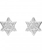 SWAROVSKI Σκουλαρίκια, Στρογγυλή κοπή, Αστέρι, Λευκά, Επιμετάλλωση ροδίου 5700322