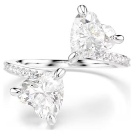 Swarovski δαχτυλίδι Mesmera Attract Κοπή Heart, Pavé, Καρδιά, Λευκό, Φινίρισμα σε ασημένιο τόνο 5705595