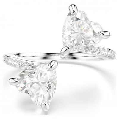 Swarovski δαχτυλίδι Mesmera Attract Κοπή Heart, Pavé, Καρδιά, Λευκό, Φινίρισμα σε ασημένιο τόνο 5705595