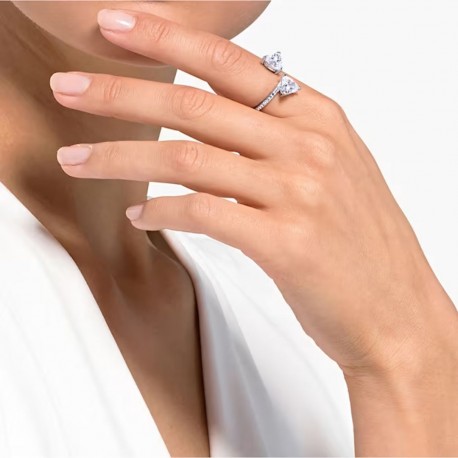 Swarovski δαχτυλίδι Mesmera Attract Κοπή Heart, Pavé, Καρδιά, Λευκό, Φινίρισμα σε ασημένιο τόνο 5705595 