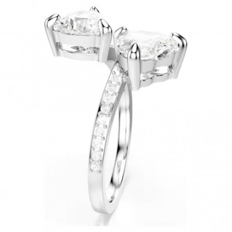 Swarovski δαχτυλίδι Mesmera Attract Κοπή Heart, Pavé, Καρδιά, Λευκό, Φινίρισμα σε ασημένιο τόνο 5705595 