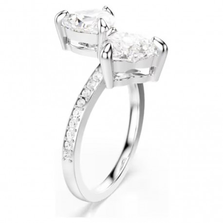 Swarovski δαχτυλίδι Mesmera Attract Κοπή Heart, Pavé, Καρδιά, Λευκό, Φινίρισμα σε ασημένιο τόνο 5705595 