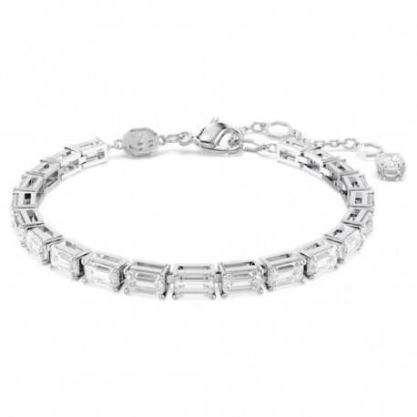 Swarovski Βραχιόλι Tennis Matrix Κοπή Baguette, Λευκό, Επιμετάλλωση ροδίου 5707200 