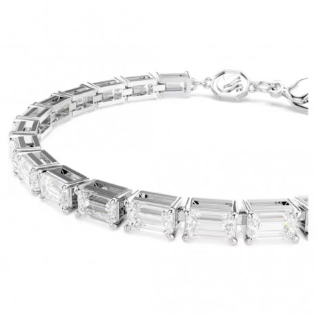 Swarovski Βραχιόλι Tennis Matrix Κοπή Baguette, Λευκό, Επιμετάλλωση ροδίου 5707200 