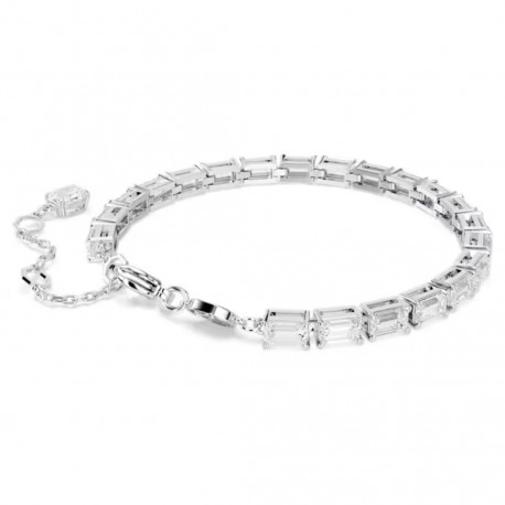 Swarovski Βραχιόλι Tennis Matrix Κοπή Baguette, Λευκό, Επιμετάλλωση ροδίου 5707200 